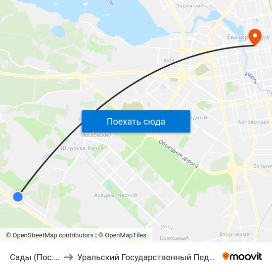 Сады (Пос. Медный) to Уральский Государственный Педагогический Университет map