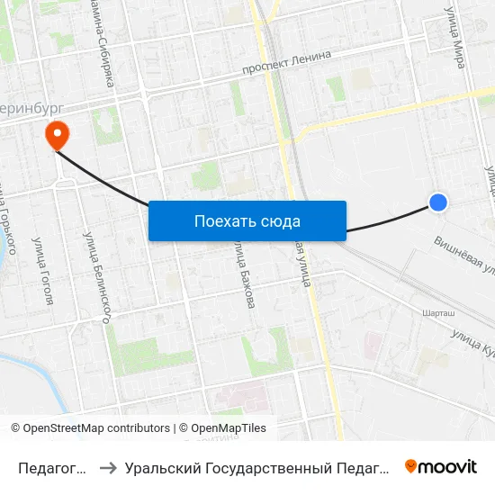 Педагогическая to Уральский Государственный Педагогический Университет map
