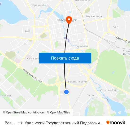 Военная to Уральский Государственный Педагогический Университет map