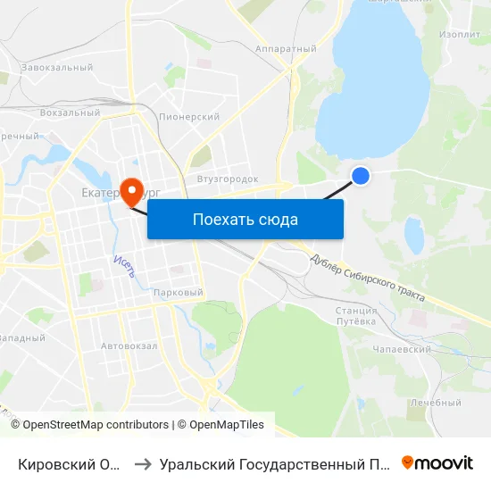 Кировский Оптовый Рынок to Уральский Государственный Педагогический Университет map