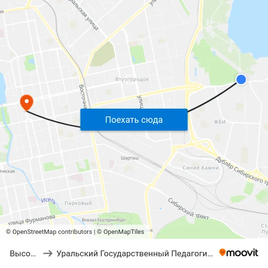 Высоцкого to Уральский Государственный Педагогический Университет map