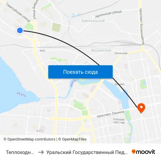 Теплоходный Проезд to Уральский Государственный Педагогический Университет map