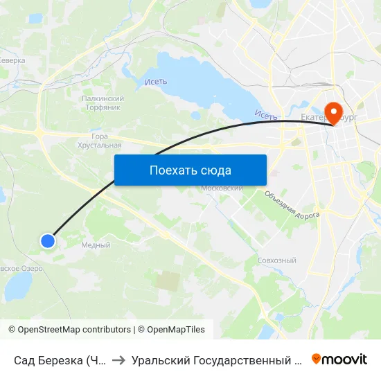 Сад Березка (Чусовской Тракт) to Уральский Государственный Педагогический Университет map