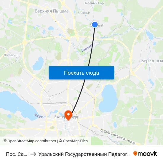 Пос. Садовый to Уральский Государственный Педагогический Университет map