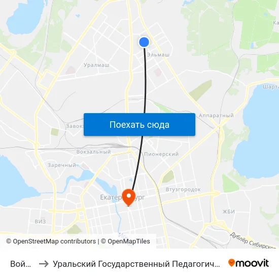 Войкова to Уральский Государственный Педагогический Университет map