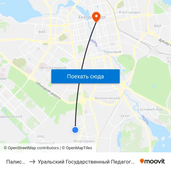 Палисадная to Уральский Государственный Педагогический Университет map
