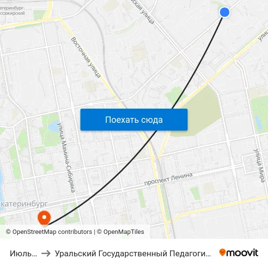 Июльская to Уральский Государственный Педагогический Университет map