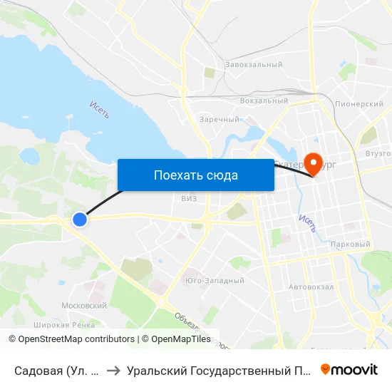 Садовая (Ул. Металлургов) to Уральский Государственный Педагогический Университет map