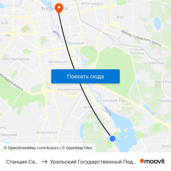 Станция Садоводства to Уральский Государственный Педагогический Университет map
