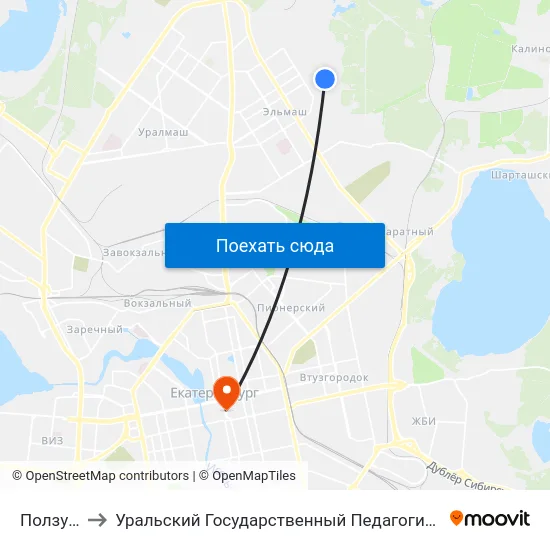 Ползунова to Уральский Государственный Педагогический Университет map