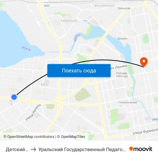 Детский Центр to Уральский Государственный Педагогический Университет map