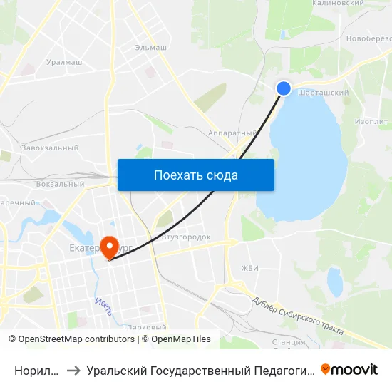 Норильская to Уральский Государственный Педагогический Университет map