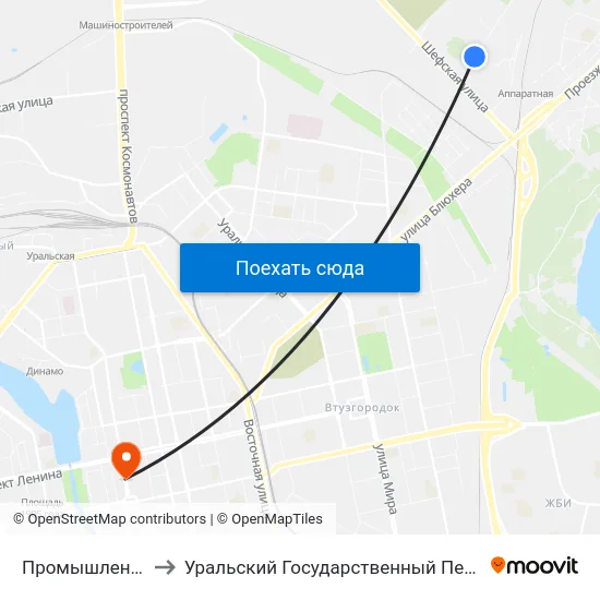 Промышленный Проезд to Уральский Государственный Педагогический Университет map
