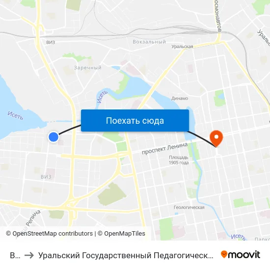 Виз to Уральский Государственный Педагогический Университет map