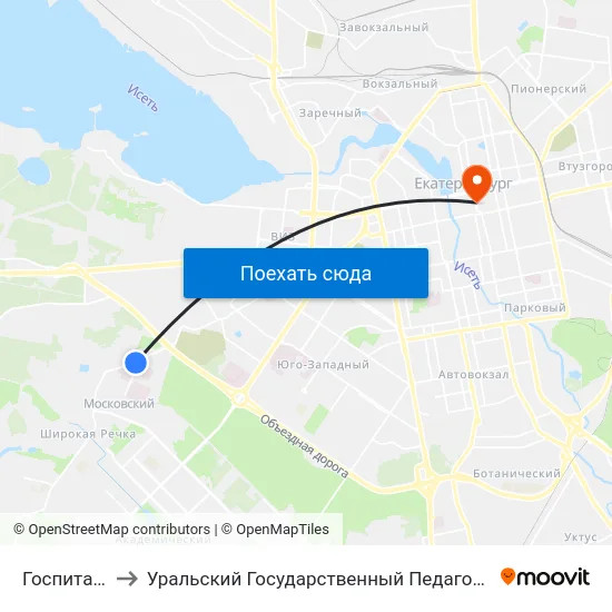 Госпиталь Вов to Уральский Государственный Педагогический Университет map