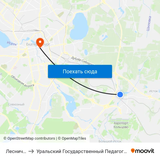 Лесничество to Уральский Государственный Педагогический Университет map