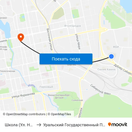 Школа (Ул. Новгородцевой) to Уральский Государственный Педагогический Университет map