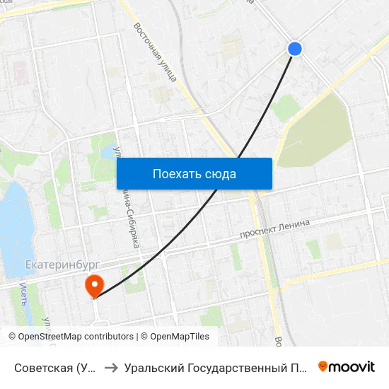 Советская (Ул. Уральская) to Уральский Государственный Педагогический Университет map
