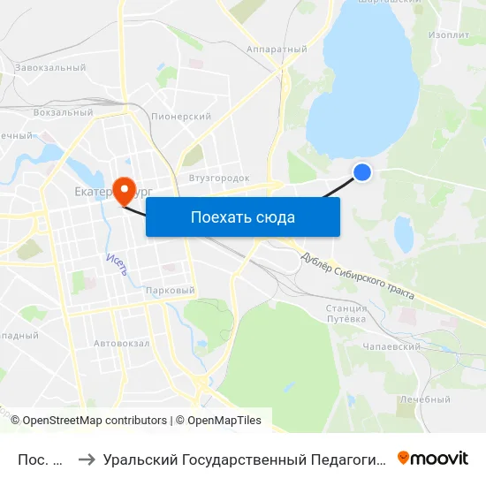 Пос. Пески to Уральский Государственный Педагогический Университет map