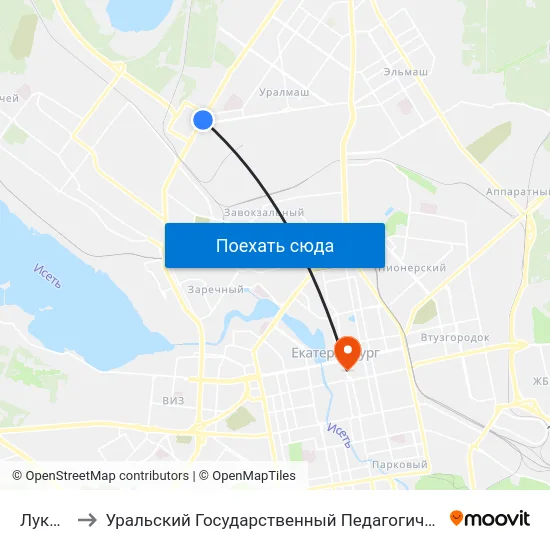 Лукиных to Уральский Государственный Педагогический Университет map