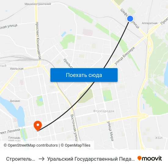 Строительный Двор to Уральский Государственный Педагогический Университет map