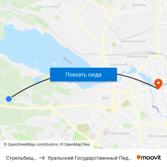 Стрельбище Динамо to Уральский Государственный Педагогический Университет map
