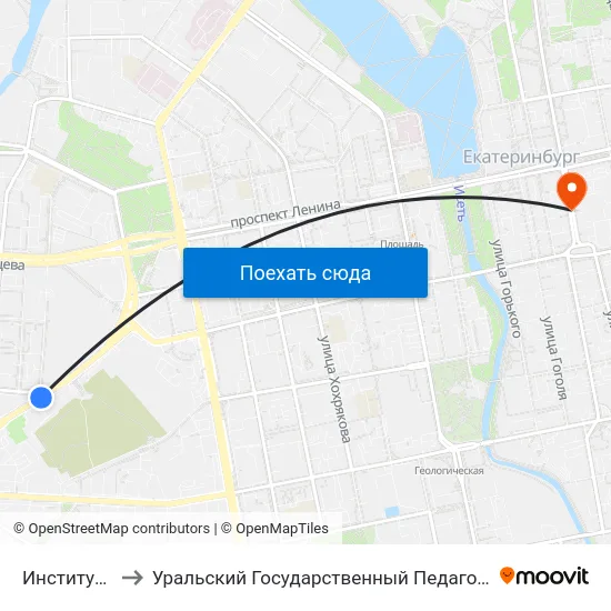 Институт Связи to Уральский Государственный Педагогический Университет map