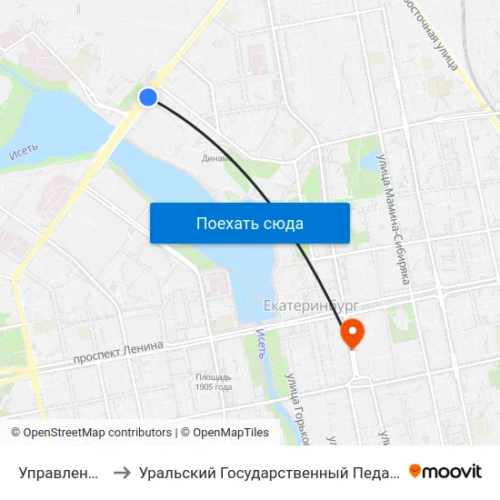 Управление Дороги to Уральский Государственный Педагогический Университет map