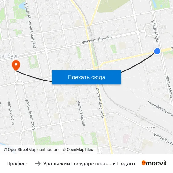 Профессорская to Уральский Государственный Педагогический Университет map