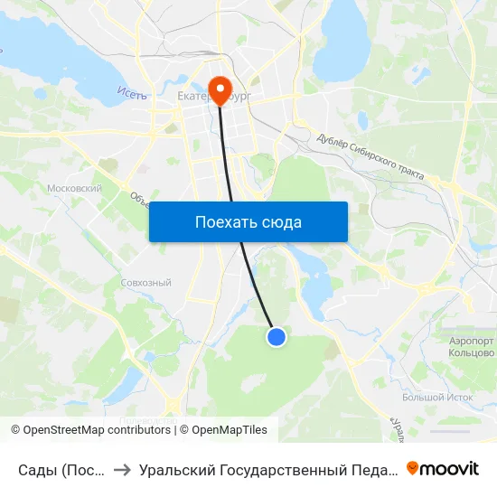 Сады (Пос. Рудный) to Уральский Государственный Педагогический Университет map