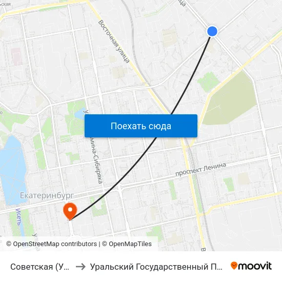 Советская (Ул. Уральская) to Уральский Государственный Педагогический Университет map