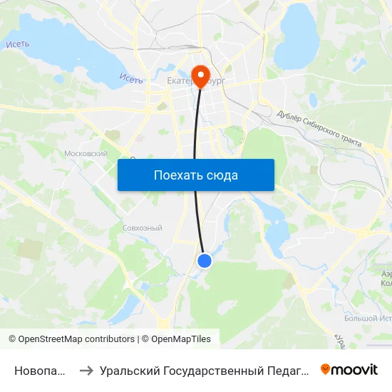 Новопашинский to Уральский Государственный Педагогический Университет map