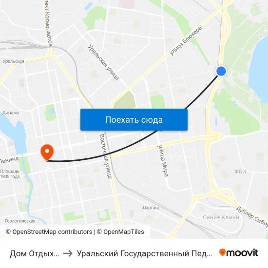 Дом Отдыха Шарташ to Уральский Государственный Педагогический Университет map