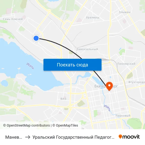 Маневровая to Уральский Государственный Педагогический Университет map