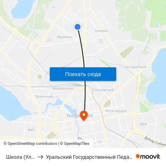 Школа (Ул. Ильича) to Уральский Государственный Педагогический Университет map