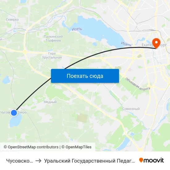 Чусовское Озеро to Уральский Государственный Педагогический Университет map