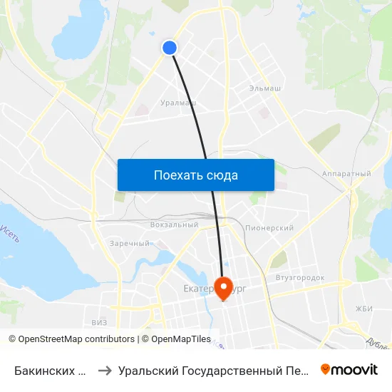 Бакинских Комиссаров to Уральский Государственный Педагогический Университет map