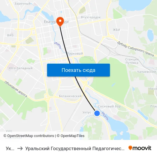 Уктус to Уральский Государственный Педагогический Университет map