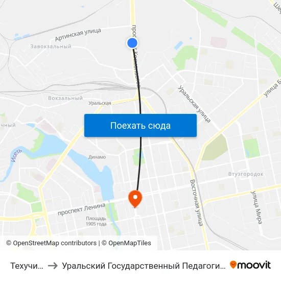 Техучилище to Уральский Государственный Педагогический Университет map