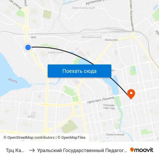 Трц Карнавал to Уральский Государственный Педагогический Университет map