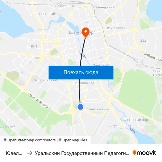 Ювелирная to Уральский Государственный Педагогический Университет map
