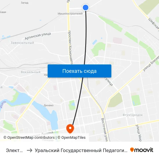 Электриков to Уральский Государственный Педагогический Университет map
