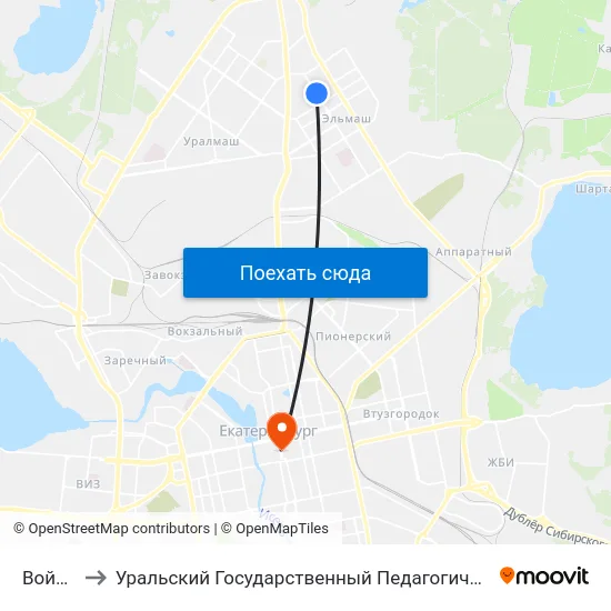 Войкова to Уральский Государственный Педагогический Университет map