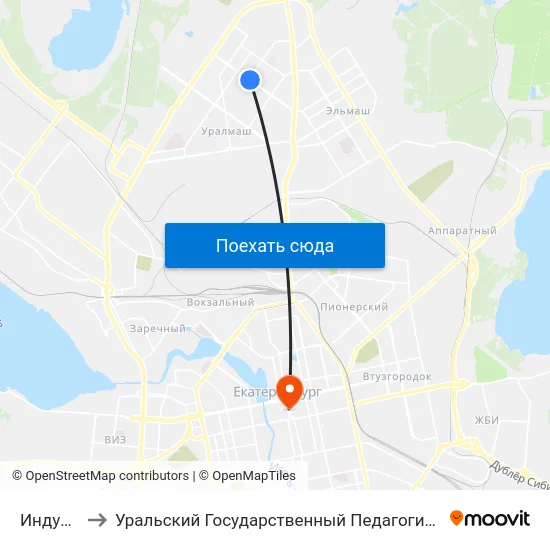 Индустрии to Уральский Государственный Педагогический Университет map