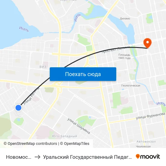 Новомосковская to Уральский Государственный Педагогический Университет map