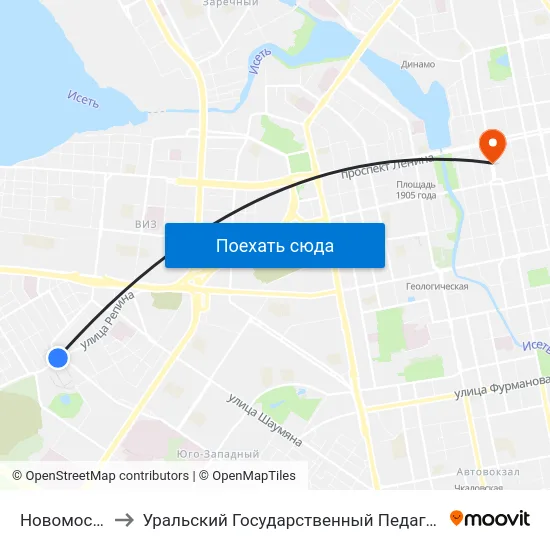 Новомосковская to Уральский Государственный Педагогический Университет map