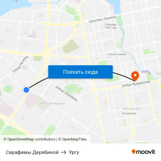 Серафимы Дерябиной to Ургу map