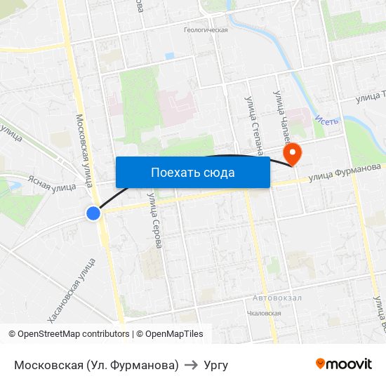 Московская (Ул. Фурманова) to Ургу map