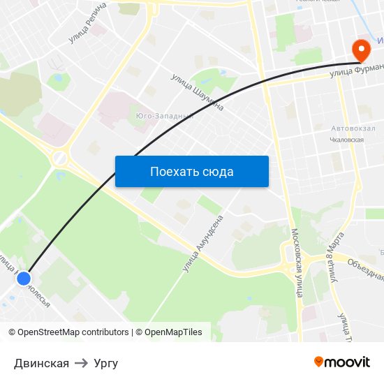 Двинская to Ургу map