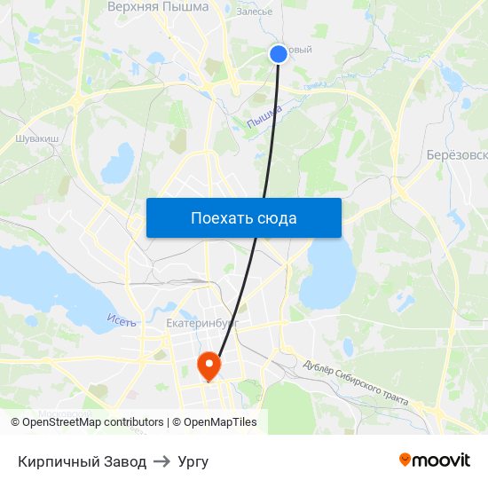 Кирпичный Завод to Ургу map